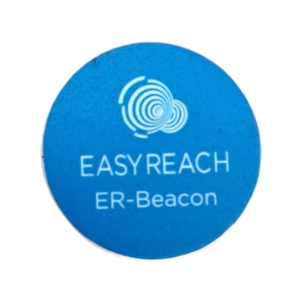 BLE Beacon is used with temperature sensor for monitor IoT and industrial device . This beacon is small, white and blue color