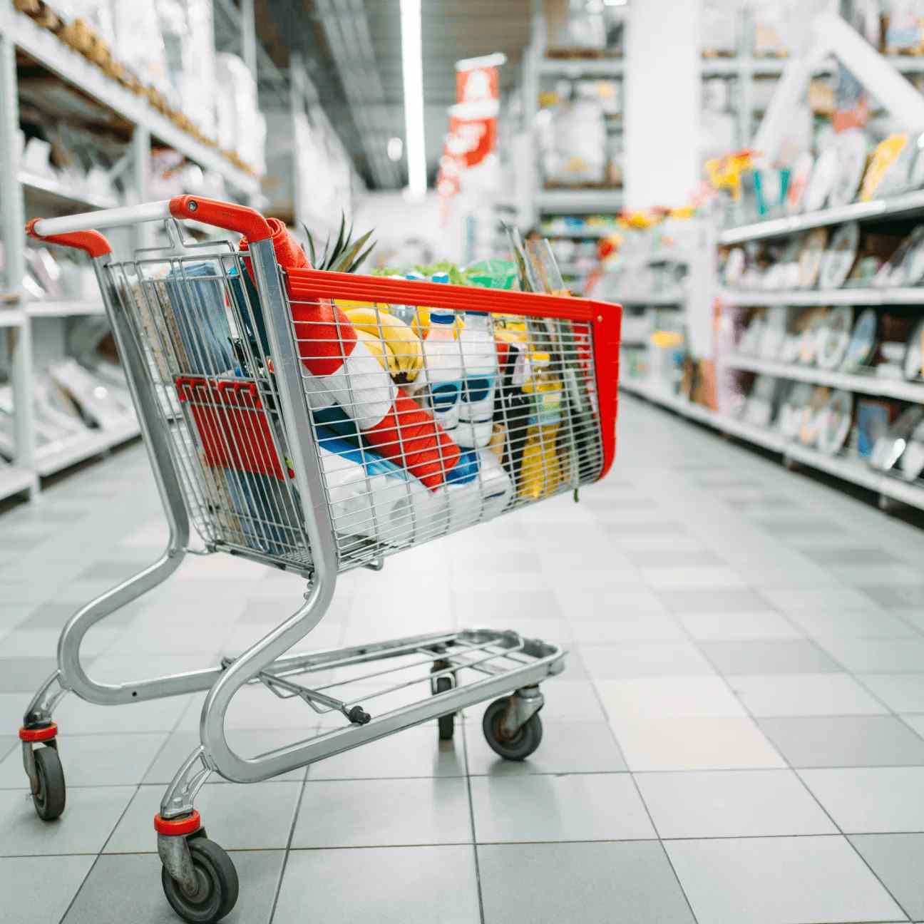 Retail Genie - Trolly which is fully loaded with material in retail store