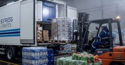 Track Forklift location which used to load goods in low temperature truck